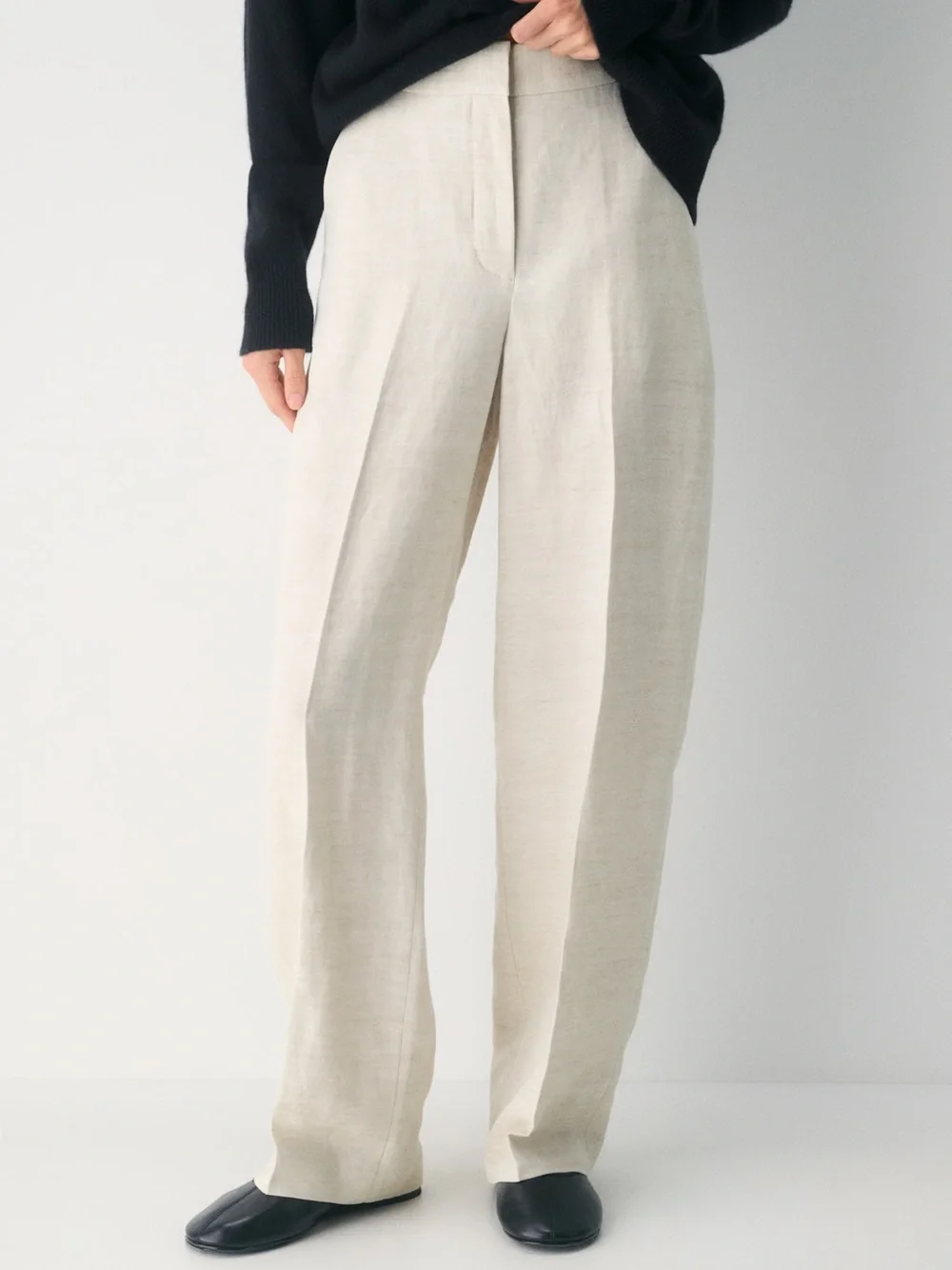 Aritzia The Limitless Pant Linen NWT Natural Ecru Wide Leg Size 6